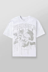 YoungLA Men's Heavyweight Oversized Graphic Tee – Drip Skull Vintage Wash T-Shirt