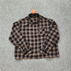 YOUNGLA Yellow Brown Plaid Long-Sleeve Shirt