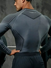 YOUNGLA Batman Superhero Compression Long-Sleeve Gym Shirt LightGray