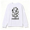 BAPE Style "BY BATHING APE" Camo Ape Head Long-Sleeve Tee - White/Monochrome Camo
