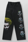 YOUNGLA Men's Joker Vintage Graphic Acid Wash Straight Leg Sweatpants