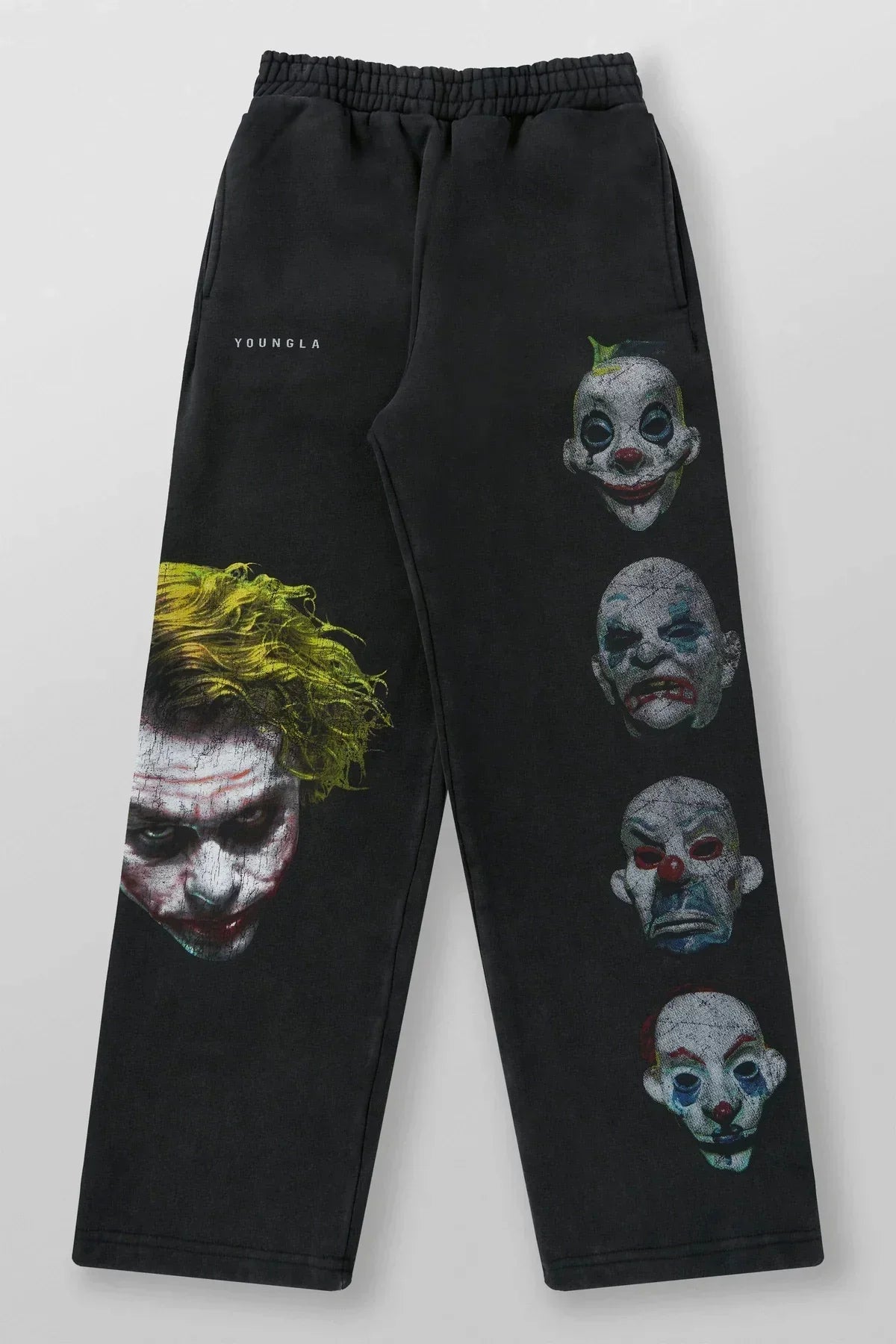 YOUNGLA Men's Joker Vintage Graphic Acid Wash Straight Leg Sweatpants