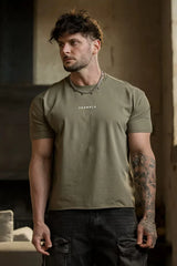 YoungLA Heavyweight Acid Wash Oversized Tee – Sage Olive Minimal Chest Logo