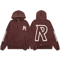 Represent Vintage "R" Logo Heavyweight Zip-Up Hoodie - Burgundy/Brown