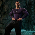 YOUNGLA Men's Superhero Honeycomb Armor Compression Long Sleeve Shirt Shadow Purple