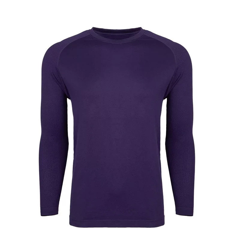YOUNGLA- Purple Raglan Long-Sleeve Gym Shirt