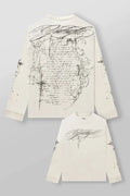 YOUNGLA Men's Gothic Calligraphy Script Long Sleeve Tee