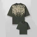 YoungLA Olive Green Tribal Tattoo Back Logo Oversized Shirt | Heavy Cotton Gym Pump Cover