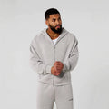 YOUNGLA- Heather Grey Zip-Up Hoodie Sweatshirt
