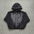YOUNGLA- Black Graphic Pullover Hoodie
