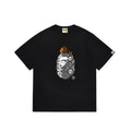 BAPE Style Snake Print & Baby Ape Head Short-Sleeve Tee - Black
