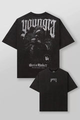 YoungLA Heavyweight Acid Wash Oversized Tee – Spartan Warrior Mindset Graphic