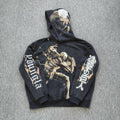 YOUNGLA- Washed Black Attack on Titan Graphic Pullover Hoodie