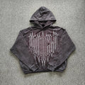 YOUNGLA- Washed Black Graphic Pullover Hoodie